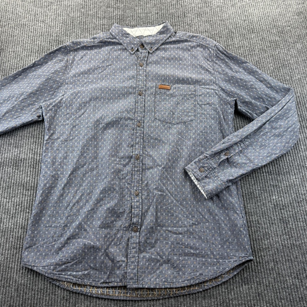 Ocean Current Shirt Mens Large Blue Geometric Print Button Down Long Sleeve